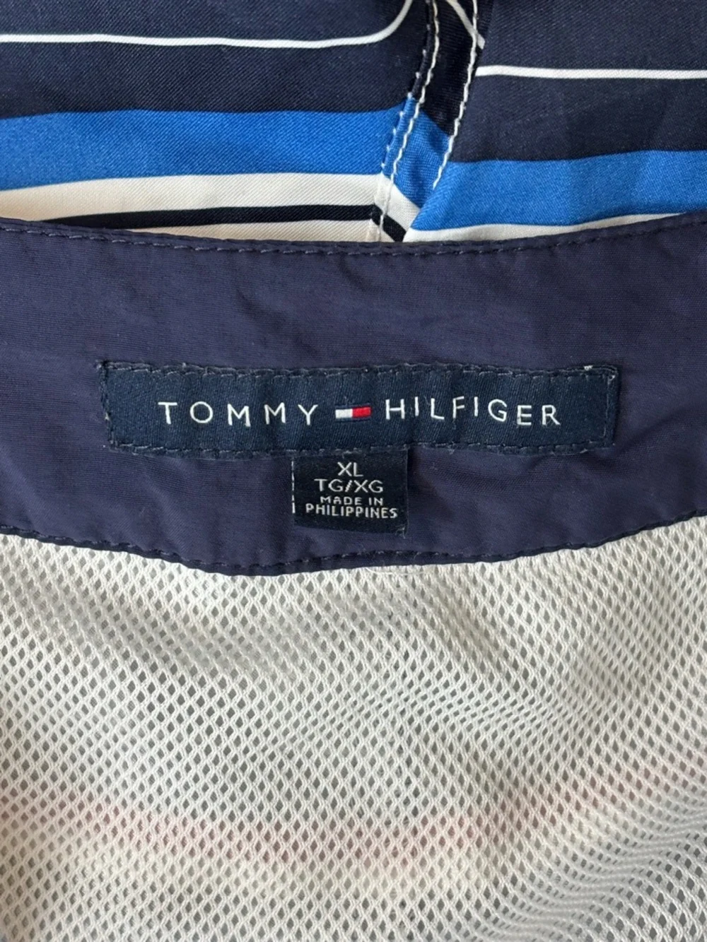 Tommy Hilfiger Swim Trunks Mens XL Red White Blue Striped‎ Patriotic Mesh Lined